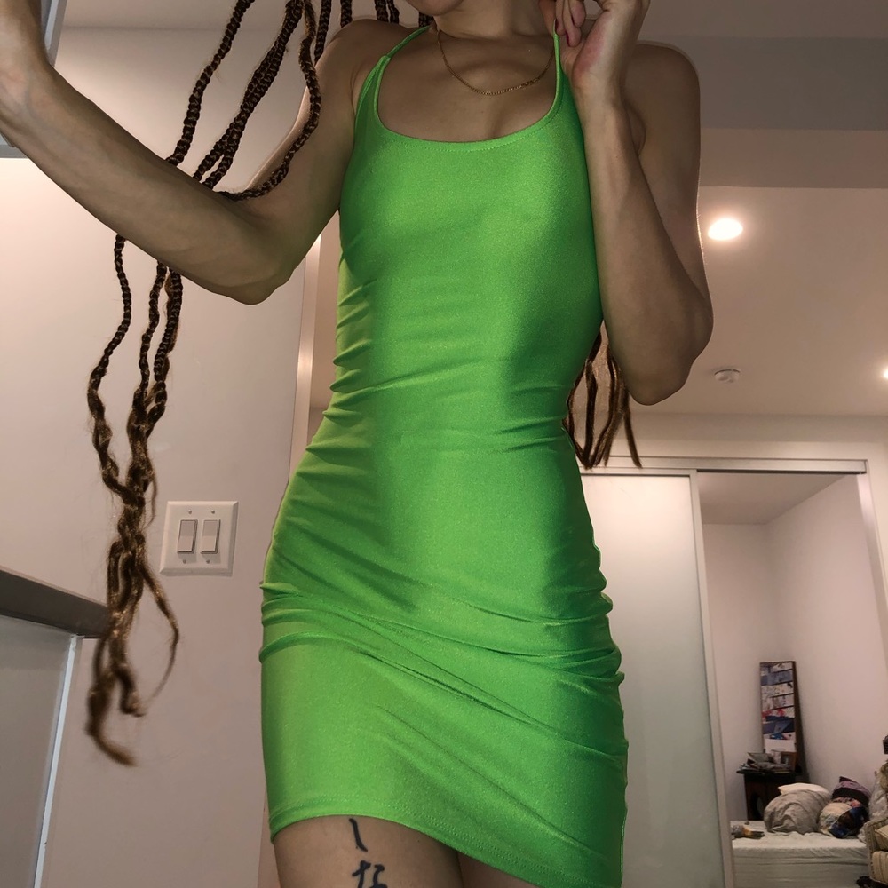 Lime green spotlight Bodycon dress!